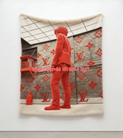Red LV Sculpture Blanket Bold LV Red Statue Throw 213